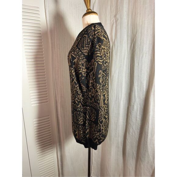 Vintage | Women’s | Sweaters | Size M/L | Gold Metallic Abstract Oversized Black - Picture 3 of 5